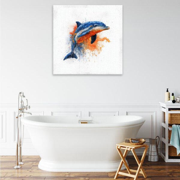 Obraz na plátně - Modrý delfín - 80x80 cm - CZ výroba
