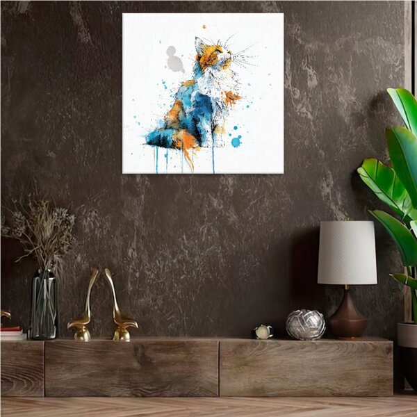 Obraz na plátně - Kočičí aquarel sen - 80x80 cm