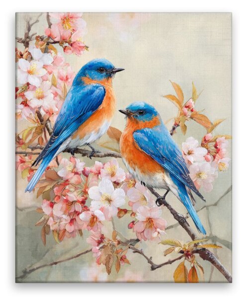 Obraz na plátně - Jarní ptačí duet - 40x50 cm