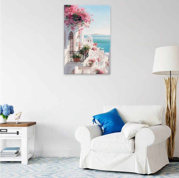 Obraz na plátně - Santorínské balkóny - 80x120 cm