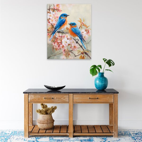 Obraz na plátně - Jarní ptačí duet - 40x50 cm
