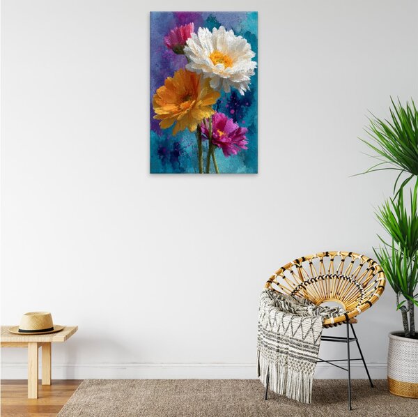 Obraz na plátně - Barevná květinová symfonie - 80x120 cm