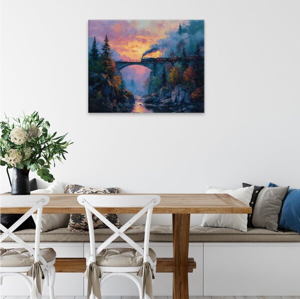 Obraz na plátně - Vlak přes údolí - 50x40 cm