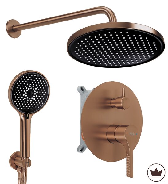 Sprchový komplet REA MAXIM PREMIUM + BOX s podomítkovou baterií, kartáčovaná měď