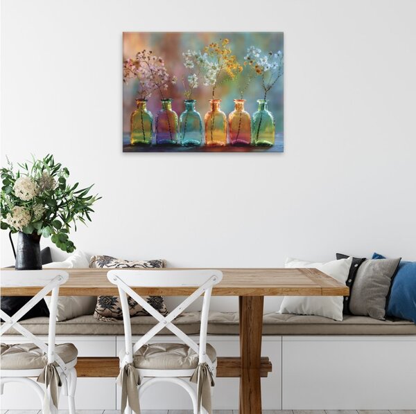 Obraz na plátně - Duhové láhve - 40x30 cm - CZ výroba