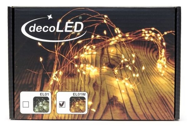 DLED EL01W DecoLED LED světelný řetěz - 12 x 1,5 m, teple bílá, 180 diod