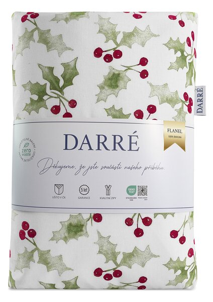 DARRÉ Flanelové povlečení Vánoční cesmína Velikost: 140 x 200 + 70 x 90
