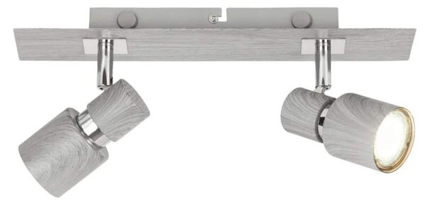 Rabalux 6126 Merkur grey - Nástěnné bodové svítidlo se dvěma vypínači, 2 x GU10 (Nástěnná dvoubodovka v šedé barvě, dva vypínače na svítidle, vhodné např. nad postel nebo nad gauč)