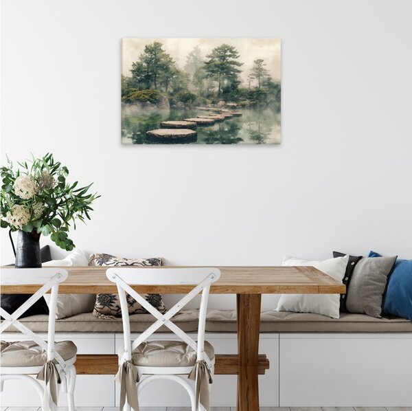 Obraz na plátně - Mlhavá zahrada - 120x80 cm