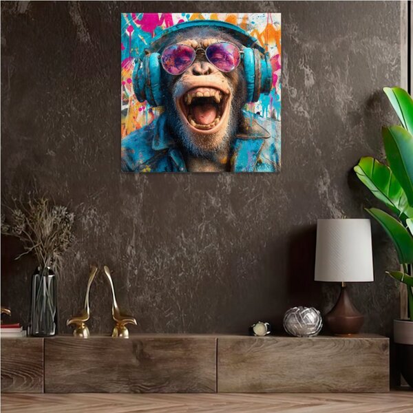 Obraz na plátně - Funky opičí rytmus - 80x80 cm