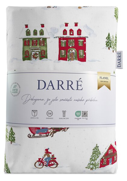 DARRÉ Flanelové povlečení Vánoční vesnička Velikost: 140 x 200 + 70 x 90
