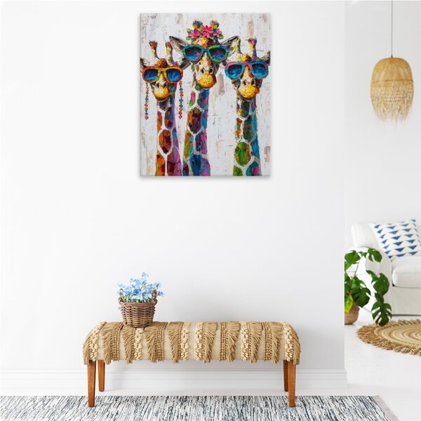 Obraz na plátně - Hippie žirafy - 40x50 cm - CZ výroba