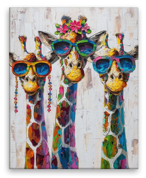 Obraz na plátně - Hippie žirafy - 40x50 cm - CZ výroba