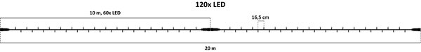 DLED SLNX120W DecoLED LED světelný řetěz, 20m, teple bílá, 120 diod, IP67 SLNX120W
