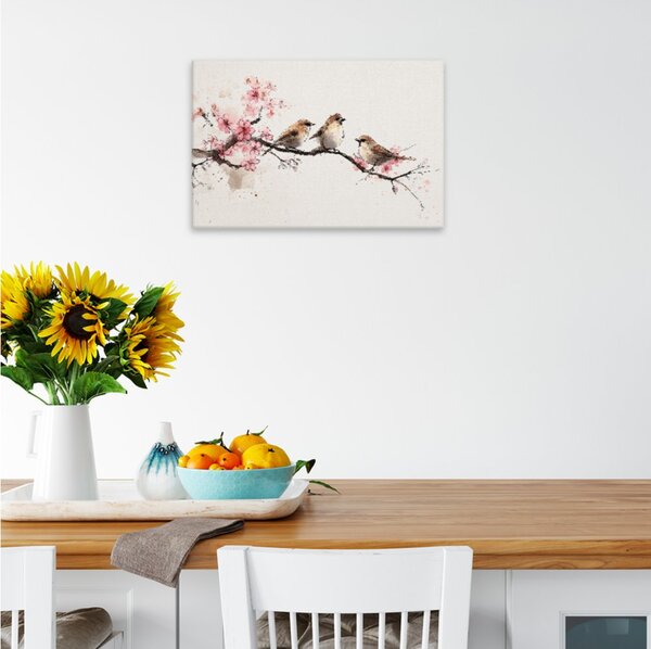 Obraz na plátně - Vrabčí jarní setkání - 120x80 cm