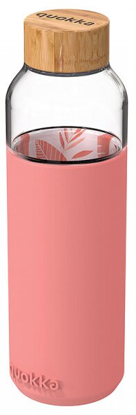 Quokka Skleněná láhev na vodu Flow pink botanical 660 ml