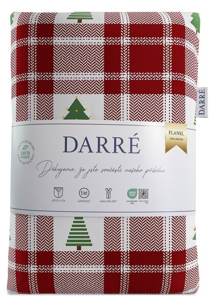 DARRÉ Flanelové povlečení Vánoční kostka se stromečky Velikost: 140 x 200 + 70 x 90