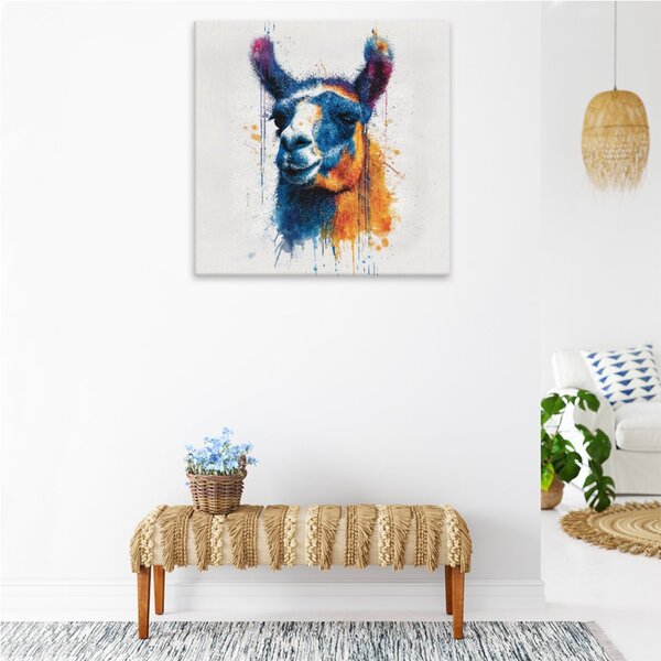 Obraz na plátně - Duhová lama - 80x80 cm - CZ výroba