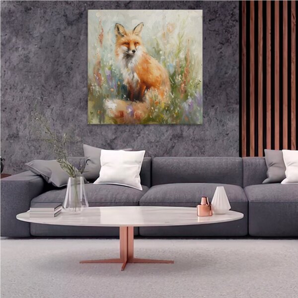 Obraz na plátně - Liška v květech 2 - 80x80 cm