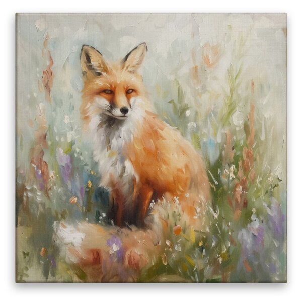Obraz na plátně - Liška v květech 2 - 80x80 cm