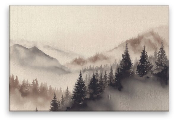 Obraz na plátně - Mlhavé horské ticho - 120x80 cm