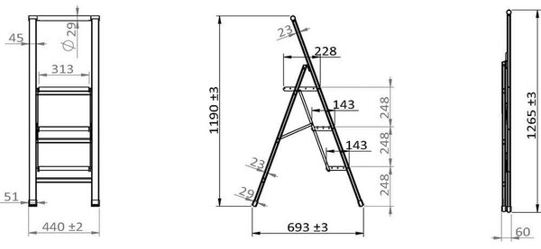 Skládací schůdky Wenko Ladder, výška 127 cm