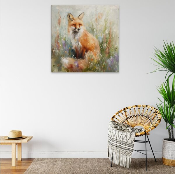 Obraz na plátně - Liška v květech 2 - 80x80 cm