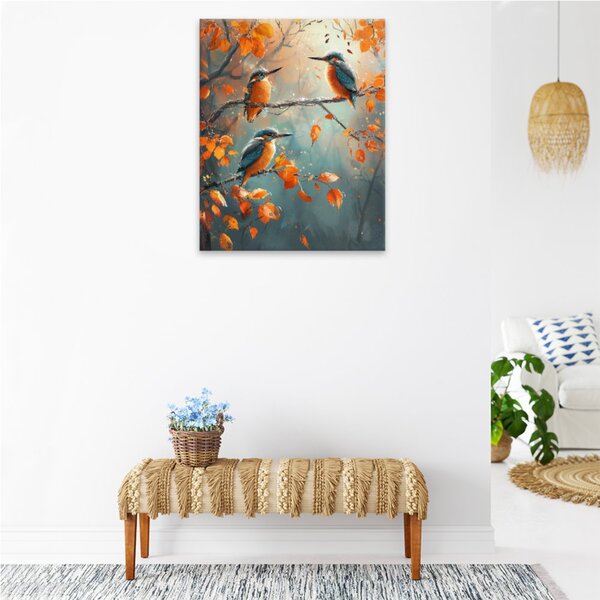 Obraz na plátně - Podzimní ledňáčci - 40x50 cm