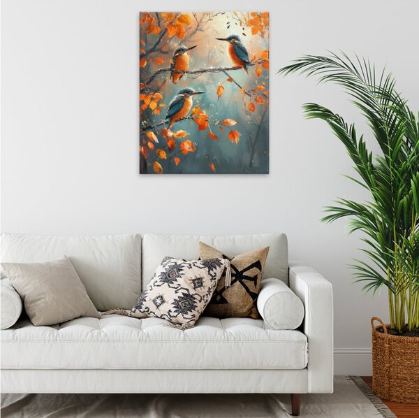 Obraz na plátně - Podzimní ledňáčci - 40x50 cm