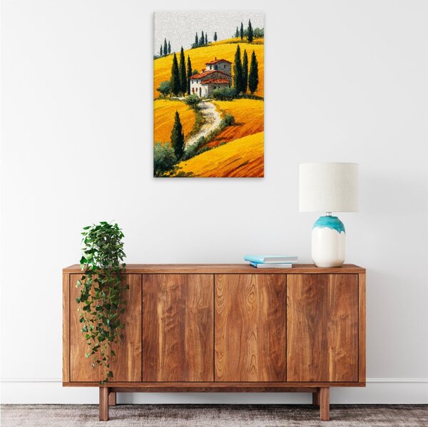 Obraz na plátně - Zlatá toskánská idyla - 80x120 cm