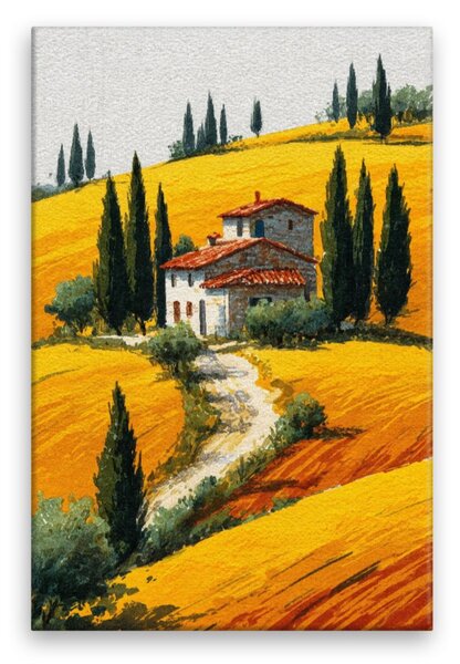 Obraz na plátně - Zlatá toskánská idyla - 80x120 cm