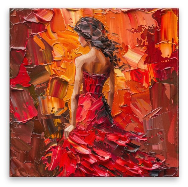 Obraz na plátně - Ohnivá tanečnice - 80x80 cm
