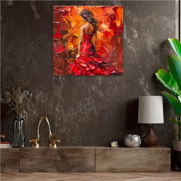 Obraz na plátně - Ohnivá tanečnice - 80x80 cm