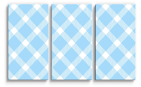 Sablio Obraz - 3-dílný Modrobílé čtverce - 120x80 cm