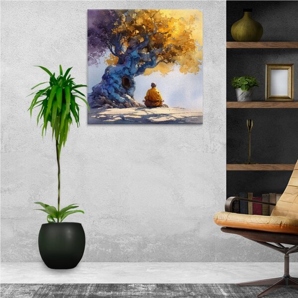 Obraz na plátně - Meditace pod stromem - 80x80 cm