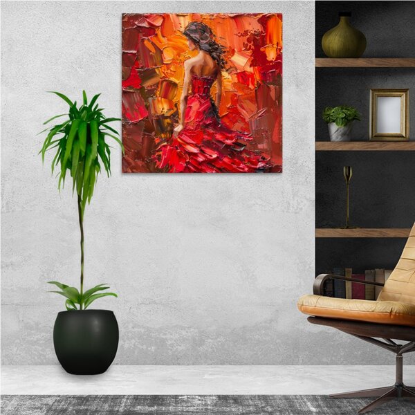 Obraz na plátně - Ohnivá tanečnice - 80x80 cm
