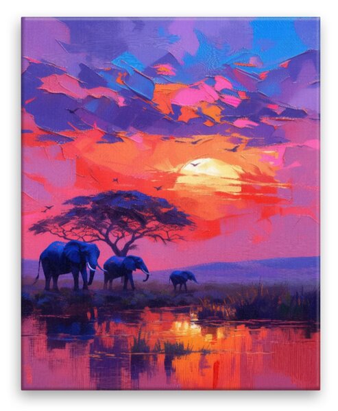 Obraz na plátně - Africký západ slunce - 40x50 cm