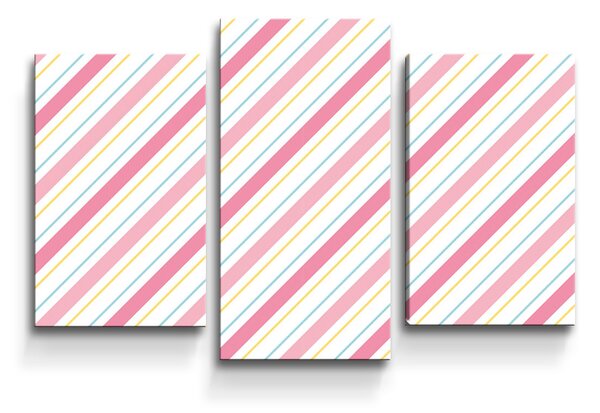 Sablio Obraz - 3-dílný Čtyřbarevné pruhy - 75x50 cm