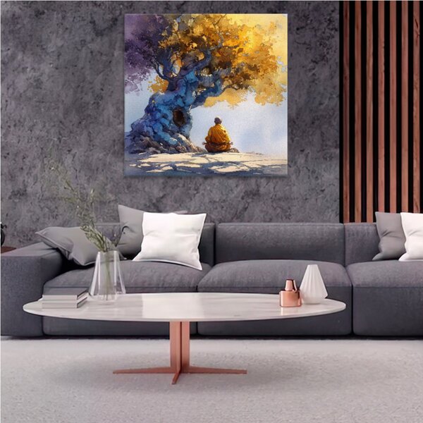 Obraz na plátně - Meditace pod stromem - 80x80 cm