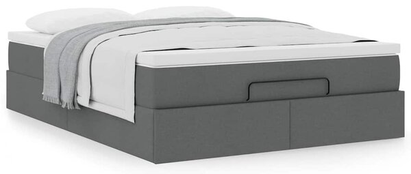Osmanský rám postele s matrací tmavě šedá 140x190cm textil 3311107