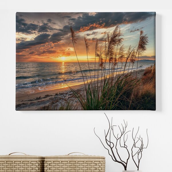 Obraz na plátně - Mračný západ slunce nad mořem FeelHappy.cz Velikost obrazu: 40 x 30 cm