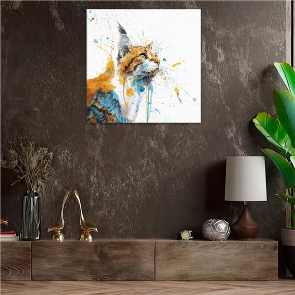 Obraz na plátně - Kočičí akvarelový sen - 80x80 cm
