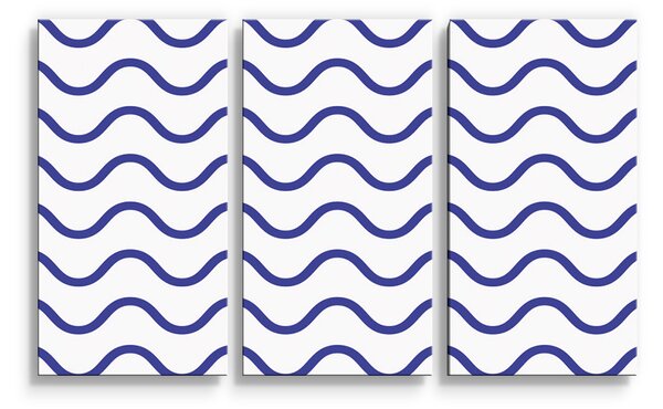 Sablio Obraz - 3-dílný Modré vlnky - 120x80 cm