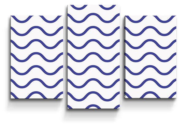 Sablio Obraz - 3-dílný Modré vlnky - 75x50 cm