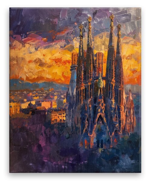Obraz na plátně - Barcelonský západ slunce - 40x50 cm