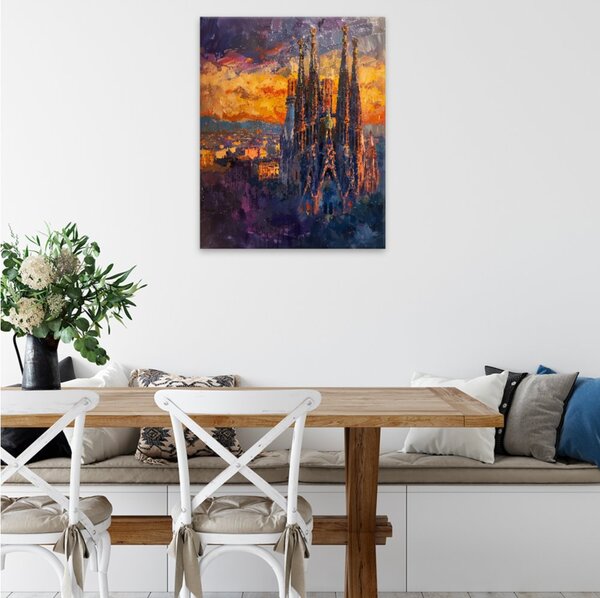 Obraz na plátně - Barcelonský západ slunce - 40x50 cm
