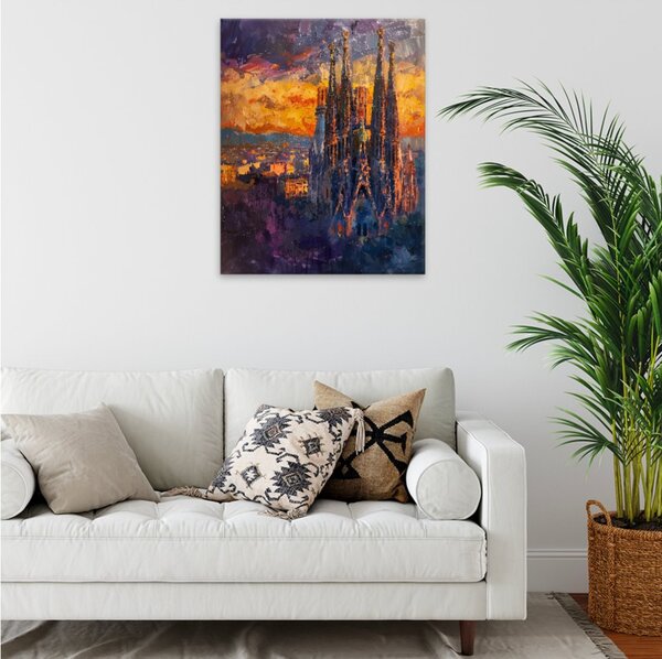 Obraz na plátně - Barcelonský západ slunce - 40x50 cm