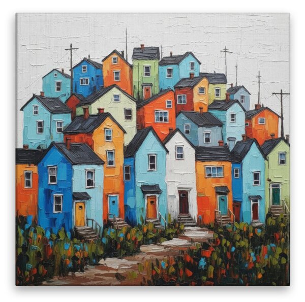 Obraz na plátně - Barevná čtvrť - 80x80 cm