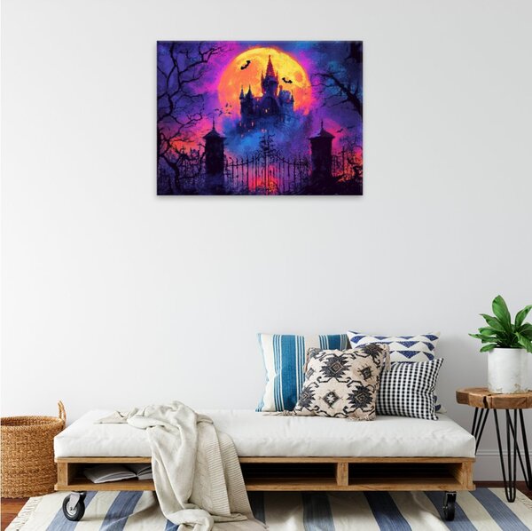 Obraz na plátně - Temný zámek za úplňku - 40x30 cm