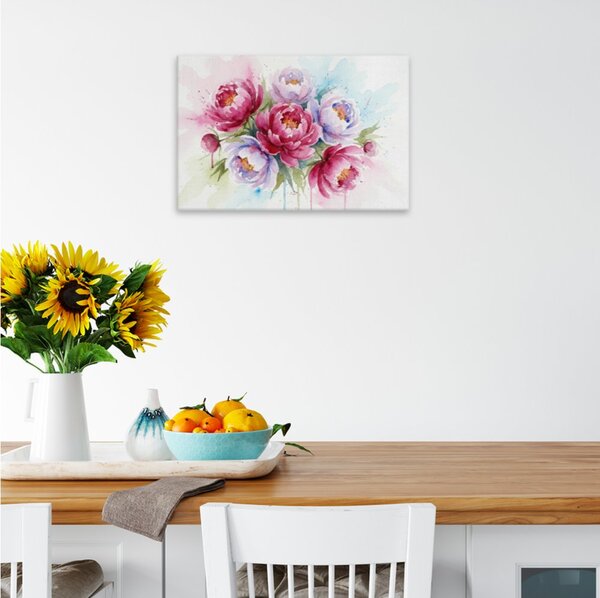 Obraz na plátně - Akvarelové pivoňky - 120x80 cm